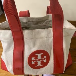 Tory Burch Canvas Tote bag EUC see pics for stains